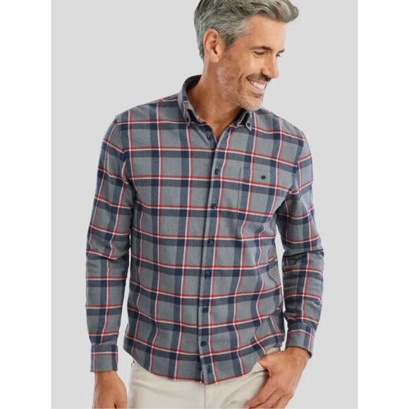 Johnnie-O Rudy Hangin' Out Button Down Flannel Shirt Charcoal Plaid Mens XL - Picture 1 of 14